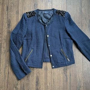 Navy Blue Tweed Blazer